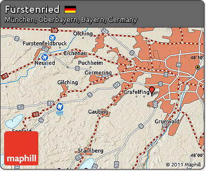 Shaded Relief Map of Fürstenried