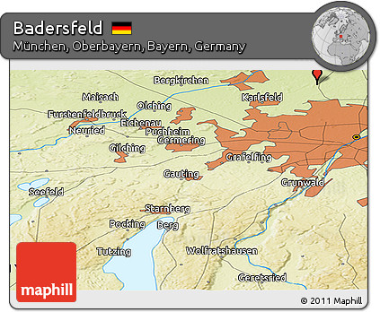 Physical Panoramic Map of Badersfeld