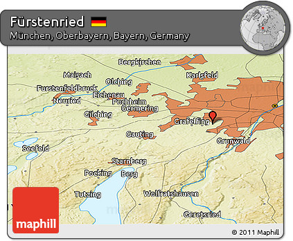 Physical Panoramic Map of Fürstenried