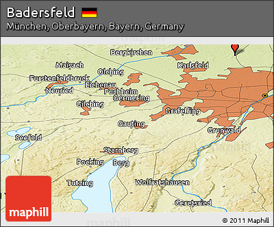 Physical Panoramic Map of Badersfeld