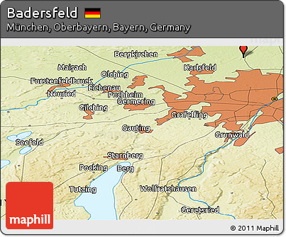 Physical Panoramic Map of Badersfeld