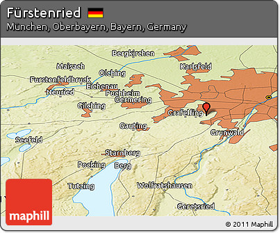Physical Panoramic Map of Fürstenried