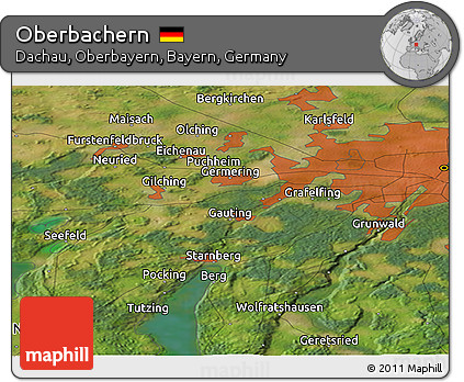 Satellite Panoramic Map of Oberbachern