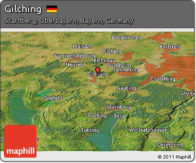 Satellite Panoramic Map of Gilching