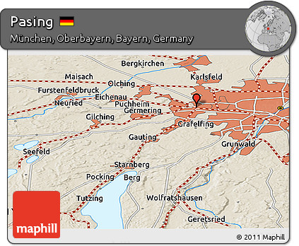 Shaded Relief Panoramic Map of Pasing