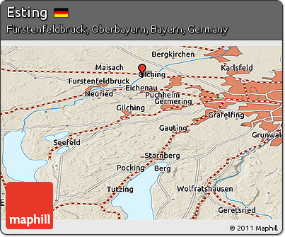 Shaded Relief Panoramic Map of Esting
