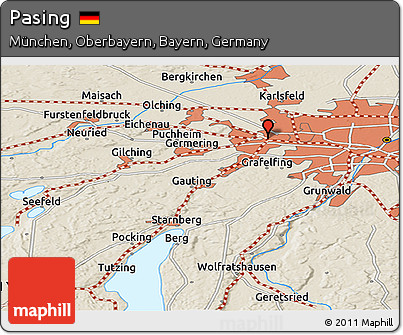 Shaded Relief Panoramic Map of Pasing
