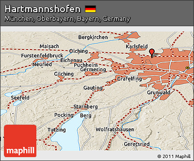 Shaded Relief Panoramic Map of Hartmannshofen