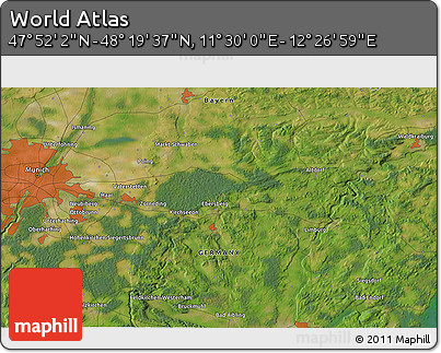 Satellite 3D Map of the Area around 48° 5' 50" N, 11° 58' 29" E