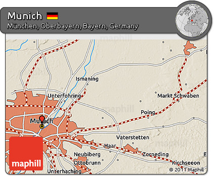 Shaded Relief 3D Map of Munich