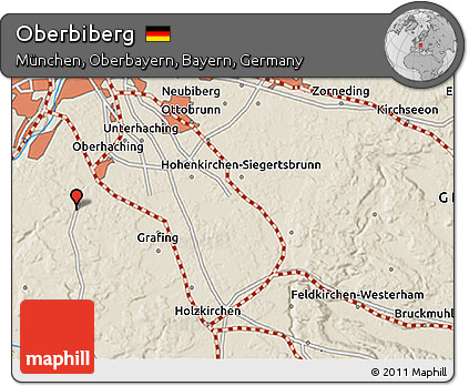 Shaded Relief 3D Map of Oberbiberg