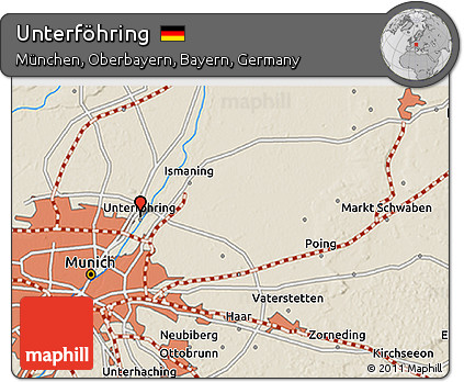 Shaded Relief 3D Map of Unterföhring