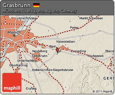 Shaded Relief 3D Map of Grasbrunn