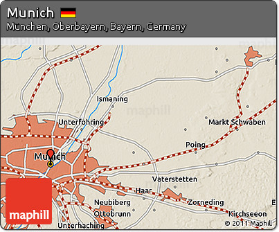 Shaded Relief 3D Map of Munich