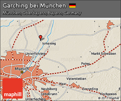 Shaded Relief 3D Map of Garching Bei München