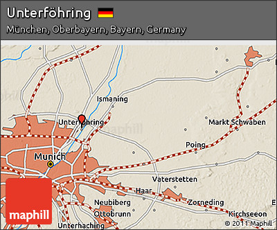 Shaded Relief 3D Map of Unterföhring