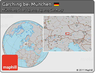 Gray Location Map of Garching Bei München