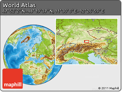 Physical Location Map of the Area around 48° 5' 50" N, 11° 58' 29" E