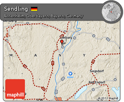 Shaded Relief Map of Sendling