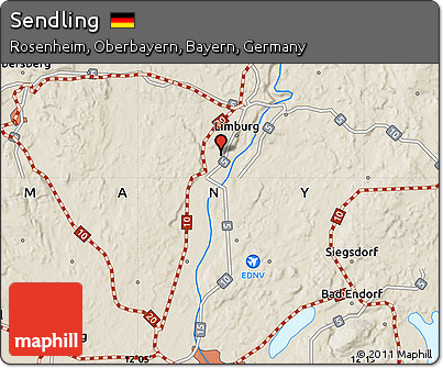 Shaded Relief Map of Sendling