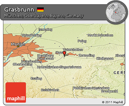 Physical Panoramic Map of Grasbrunn