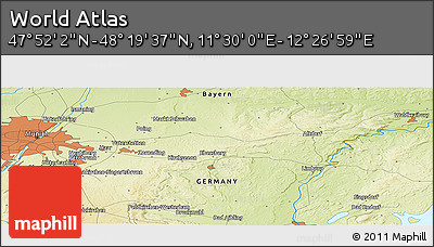 Physical Panoramic Map of the Area around 48° 5' 50" N, 11° 58' 29" E