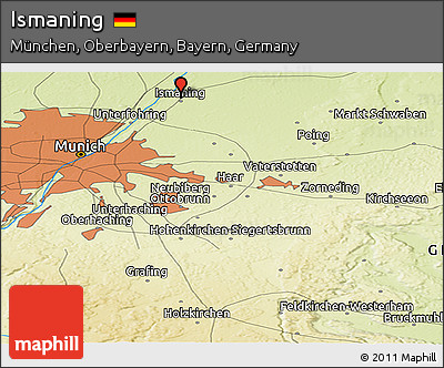 Physical Panoramic Map of Ismaning