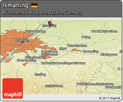 Physical Panoramic Map of Ismaning