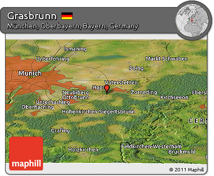 Satellite Panoramic Map of Grasbrunn