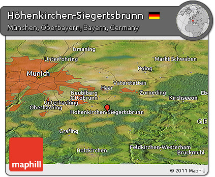 Satellite Panoramic Map of Höhenkirchen-Siegertsbrunn
