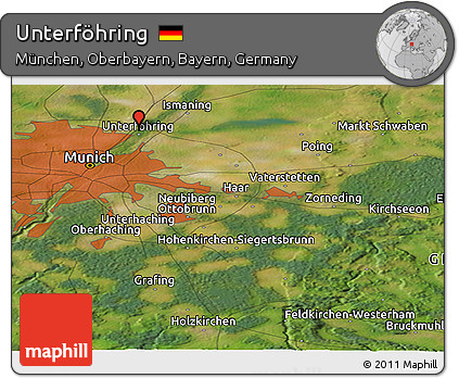 Satellite Panoramic Map of Unterföhring