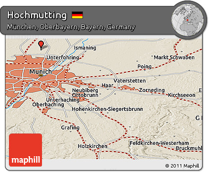 Shaded Relief Panoramic Map of Hochmutting
