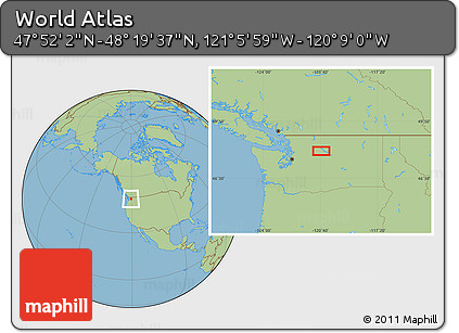 Savanna Style Location Map of the Area around 48° 5' 50" N, 120° 37' 30" W