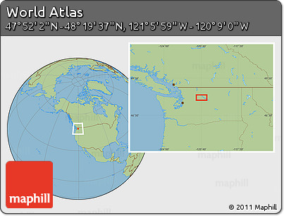 Savanna Style Location Map of the Area around 48° 5' 50" N, 120° 37' 30" W