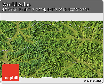 Satellite 3D Map of the Area around 48° 5' 50" N, 121° 37' 30" E