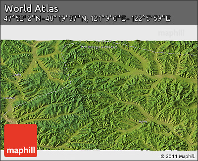 Satellite 3D Map of the Area around 48° 5' 50" N, 121° 37' 30" E