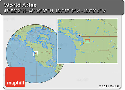 Savanna Style Location Map of the Area around 48° 5' 50" N, 121° 28' 29" W