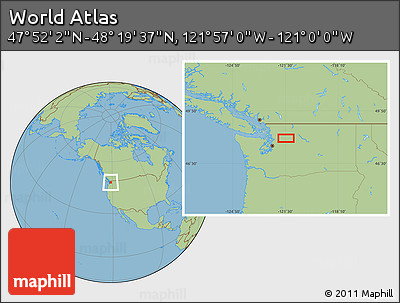 Savanna Style Location Map of the Area around 48° 5' 50" N, 121° 28' 29" W