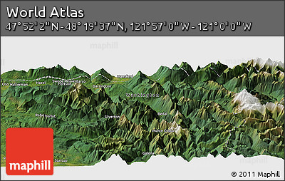 Satellite Panoramic Map of the Area around 48° 5' 50" N, 121° 28' 29" W