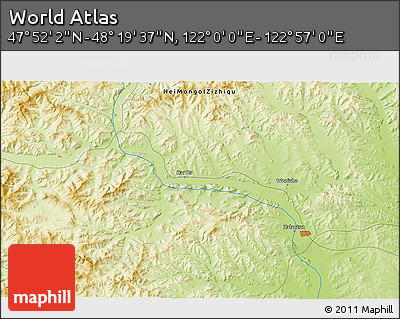 Physical 3D Map of the Area around 48° 5' 50" N, 122° 28' 29" E