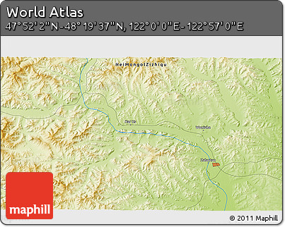 Physical 3D Map of the Area around 48° 5' 50" N, 122° 28' 29" E