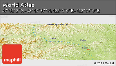 Physical Panoramic Map of the Area around 48° 5' 50" N, 122° 28' 29" E