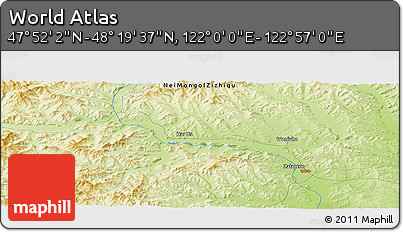 Physical Panoramic Map of the Area around 48° 5' 50" N, 122° 28' 29" E