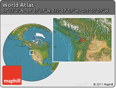 Satellite Location Map of the Area around 48° 5' 50" N, 122° 19' 29" W