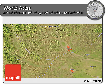 Satellite 3D Map of the Area around 48° 5' 50" N, 123° 19' 29" E