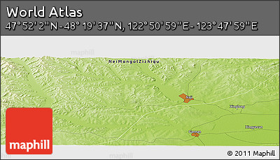 Physical Panoramic Map of the Area around 48° 5' 50" N, 123° 19' 29" E