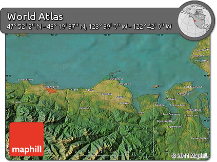Satellite Map of the Area around 48° 5' 50" N, 123° 10' 30" W