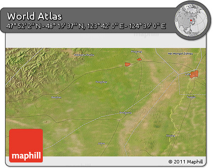 Satellite 3D Map of the Area around 48° 5' 50" N, 124° 10' 30" E