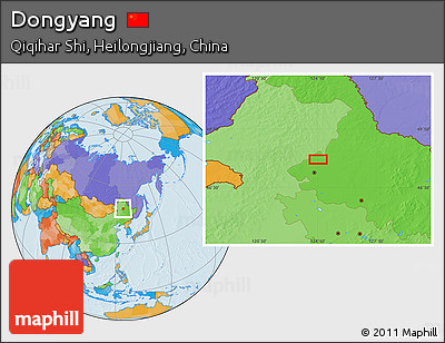 Political Location Map of Dongyang