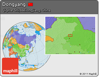 Political Location Map of Dongyang